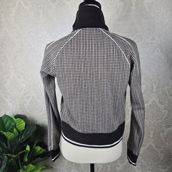 iets frans...Size XS Brown Houndstooth Zip Front Jacket Adj Collar Zip Pockets - Picture 11 of 16